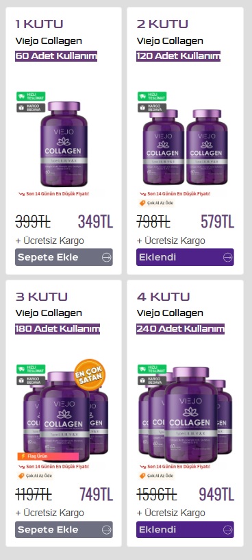 Viejo Collagen, Viejo Kolahjen 60 Tablet Satış Sitesi